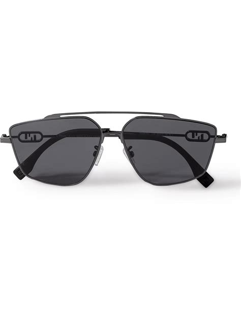 black fendi aviator sunglasses men 2019|fendi geometric rimless aviator sunglasses.